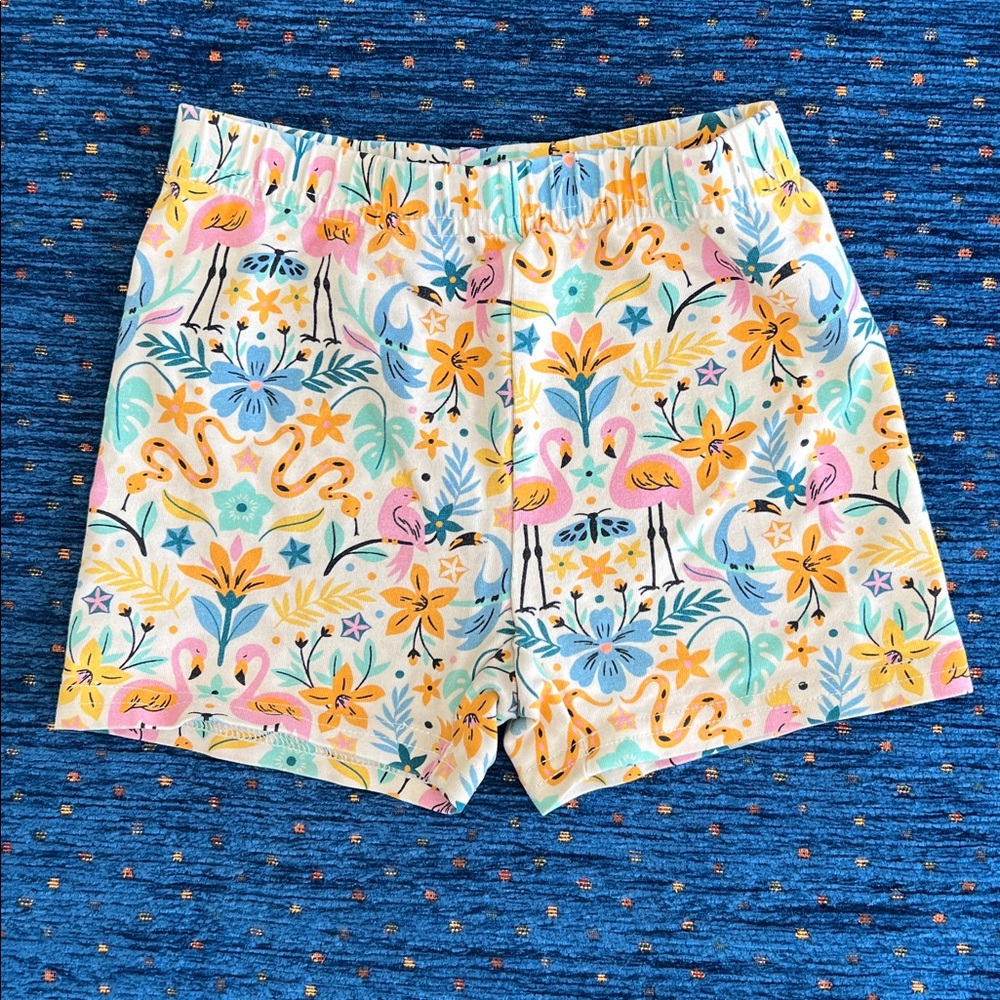 Hanna Andersson Colorful Flamingo, birds, butterfly and Floral bike shorts